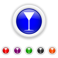 Martini glass icon - six colours set vector