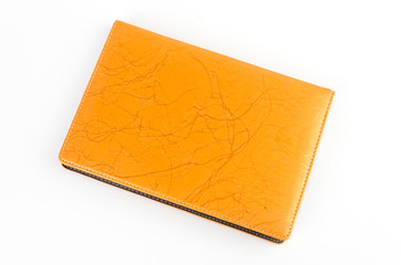 Leather notebook isolated white background