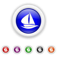 Sailboat icon - six colours set vector