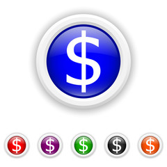 Dollar icon - six colours set vector