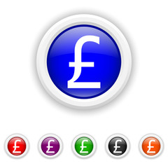 Pound icon - six colours set vector