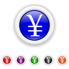 Yen icon - six colours set vector