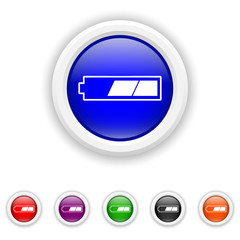 2 thirds charged battery icon - six colours set vector