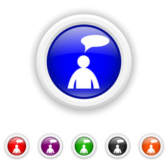 Comments icon - six colours set vector - man with bubble
