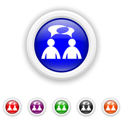 Comments icon - six colours set vector - men with bubbles