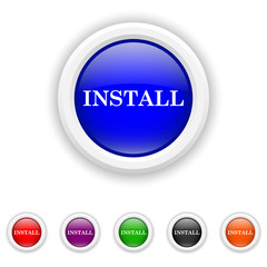 Install icon - six colours set vector