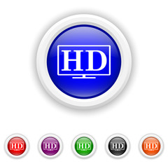 HD TV icon - six colours set vector