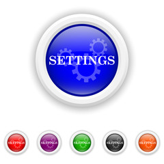 Settings icon - six colours set vector