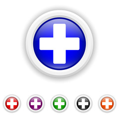 Medical cross icon - six colours set vector