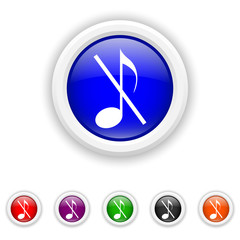 Musical note - no sound icon - six colours set vector