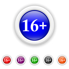 16 plus icon - six colours set vector
