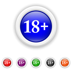18 plus icon - six colours set vector