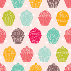 Sweet cake. Seamless pattern. Vector.