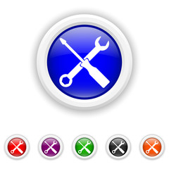 Tools icon - six colours set vector