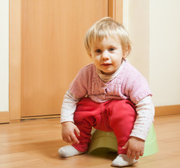 Girl sitting on potty