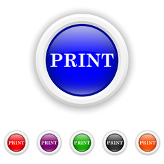 Print icon - six colours set vector