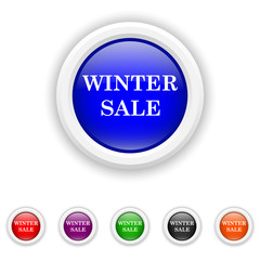 Winter sale icon - six colours set vector