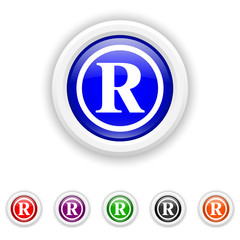 Registered mark icon - six colours set vector