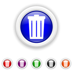 Bin icon - six colours set vector