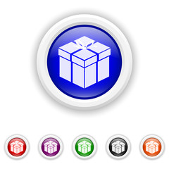 Gift icon - six colours set vector