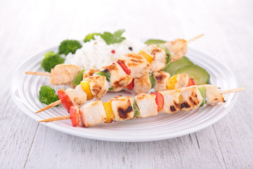 grilled kebab with rice