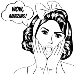 cute retro woman in comics style