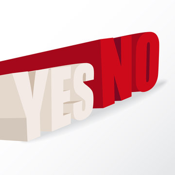 the words "yes" and "no",  conceptual illustration for a decisio