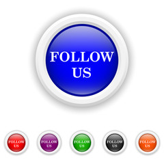 Follow us icon - six colours set vector