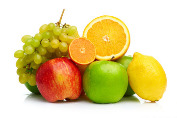 Composition with fruits isolated on a white