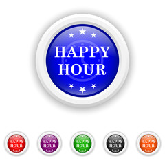Happy hour icon - six colours set vector