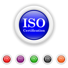 ISO certification icon - six colours set vector