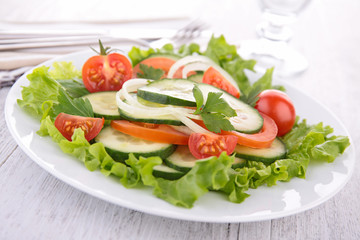 vegetable salad with cucumber and tomato