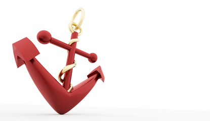 Red anchor isolated