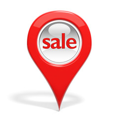 Sale glossy round pin isolated on white