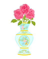 Vase decorated with a floral pattern with roses