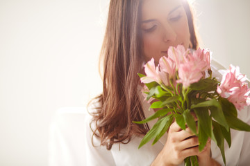 Female with bouquet