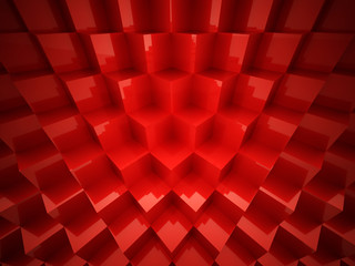 Red abstract cubes background