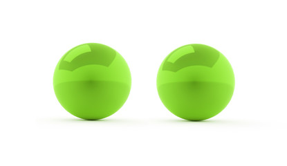 Two green sphere rendered isolated