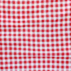 Texture of a red and white checkered picnic blanket.