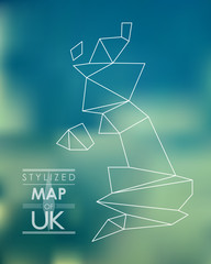 stylized map of UK - obrazy, fototapety, plakaty