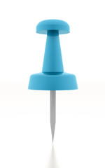 Blue push pin rendered isolated