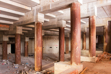 Fototapeta na wymiar Interior of abandoned industrial building