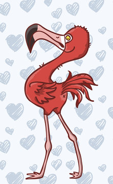 Pink flamingo fell in love