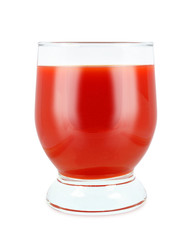 glass of tomato juice on white background