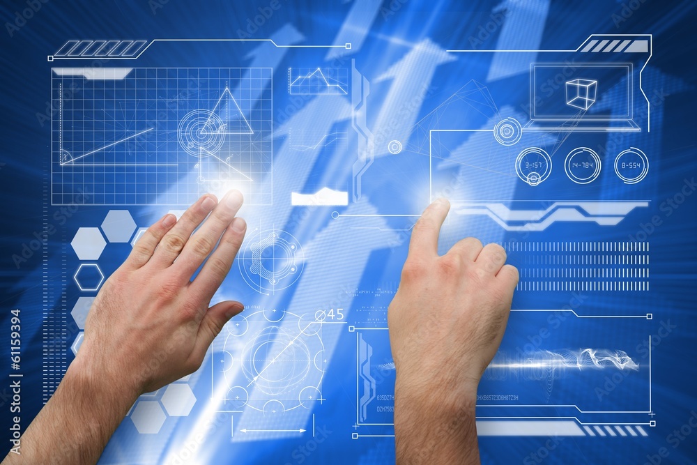 Aufkleber Composite image of hands pointing and presenting