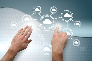 Composite image of hands pointing and presenting