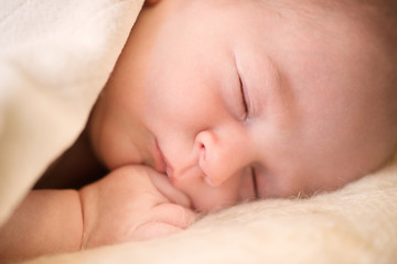Closeup portrait of newborn baby