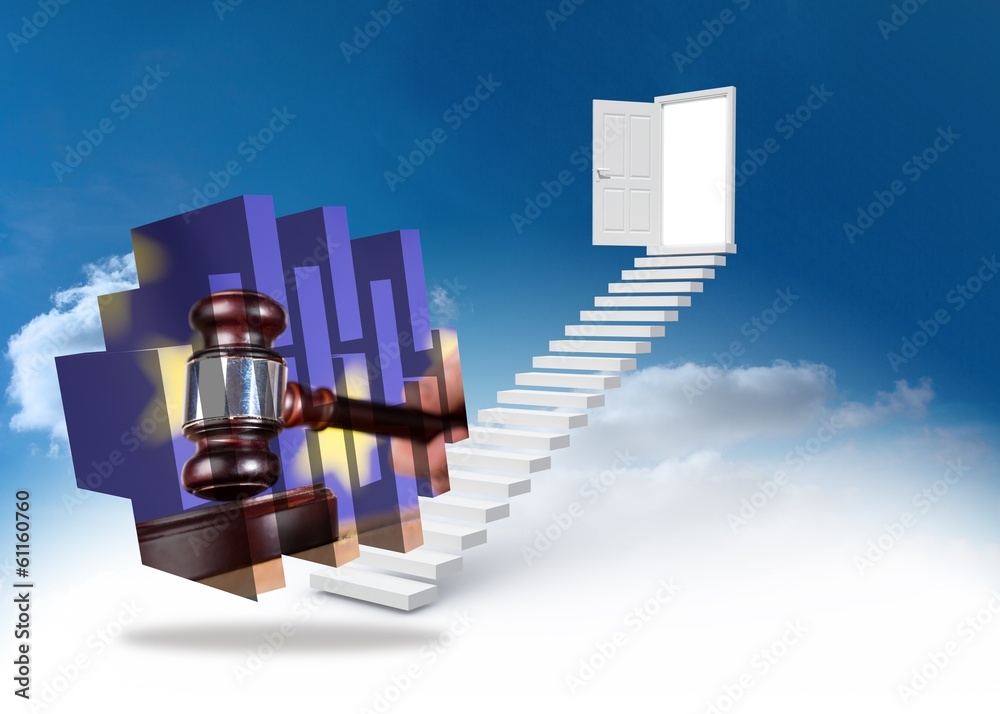 Aufkleber Composite image of hammer and gavel on abstract screen