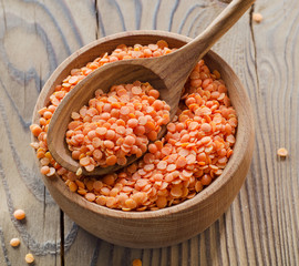lentils on a wooden table