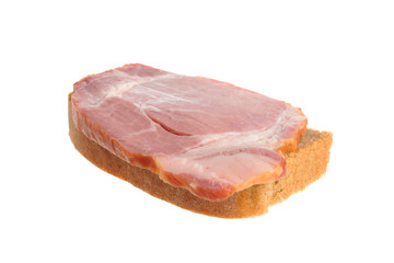 A ham sandwich isolated on white